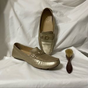 Cole Han Nike Air Sole Gold Loafers